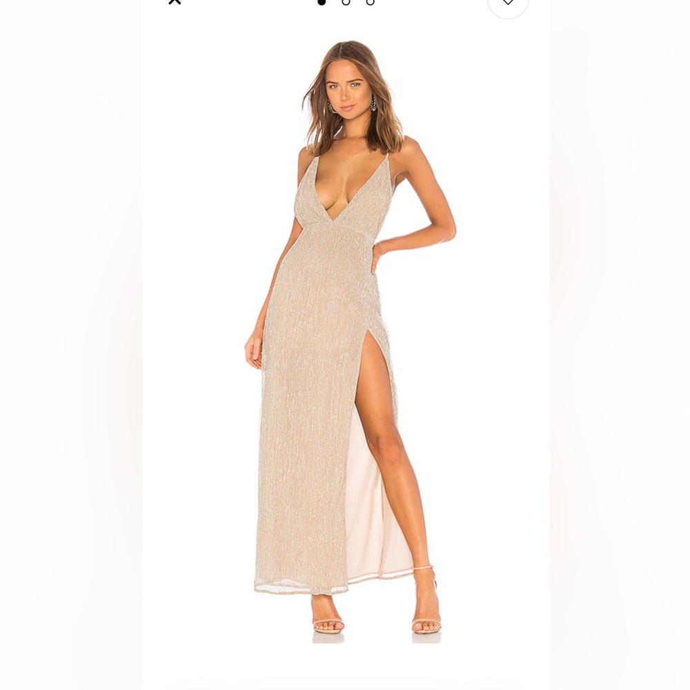 Hailee High Slit Maxi Dress in Champagne